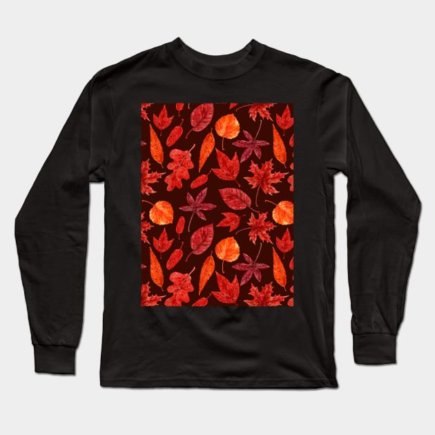 Autumn leaves watercolor Long Sleeve T-Shirt by katerinamk